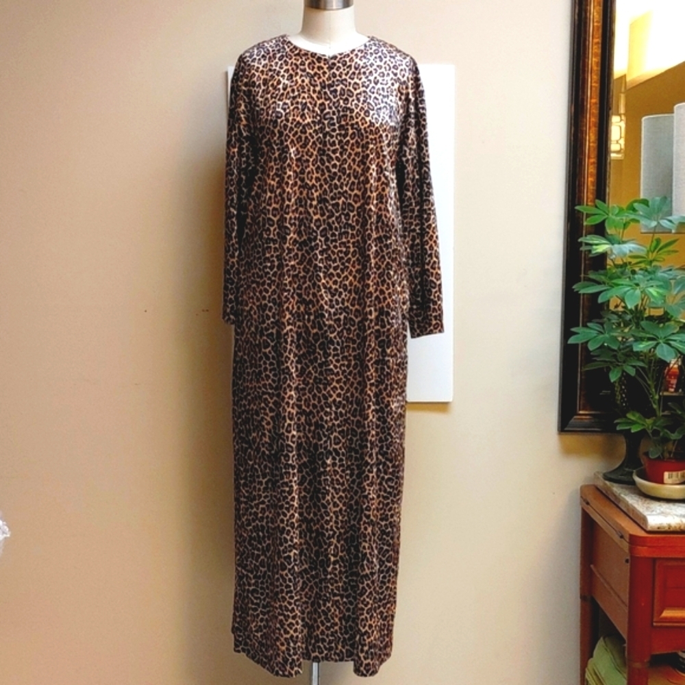 VTG Ruth Norman New York Velour Animal Print Caftan M/L - Picture 6 of 17
